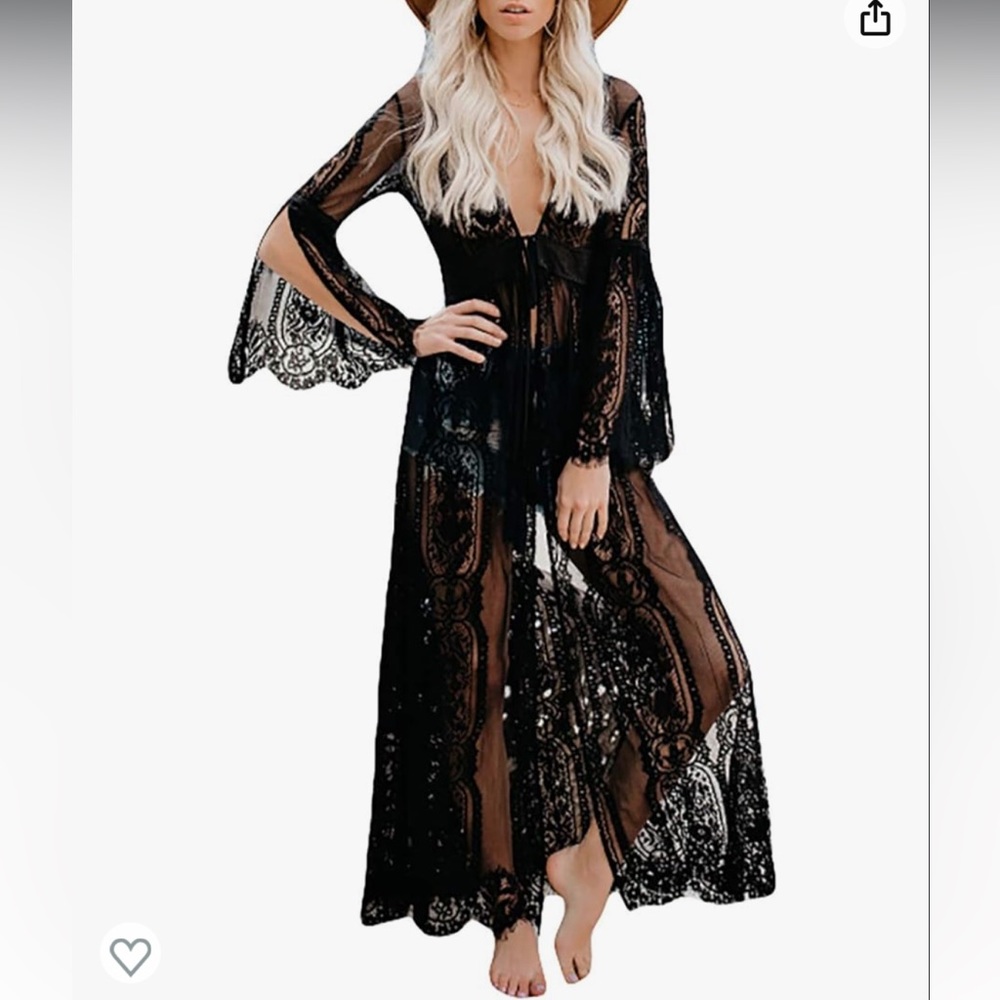 Bsubseach Black Lace Kimono Cover-Up (new in bag)